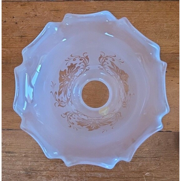 Nos Vtg VIANNE France Frosted Floral Glass Lamp Shades Ruffled Edge 5.5"X 5"X 2" - Picture 4 of 6